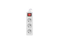 LANBERG VERLENGKABEL 3M WIT, 3X 230V PL, MET SCHAKELAAR - thumbnail