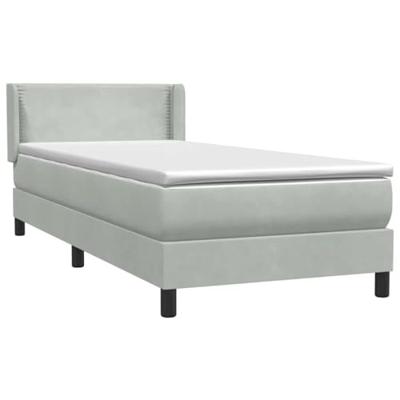 Boxspring met matras fluweel lichtgrijs 90x210 cm