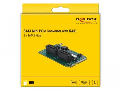 DeLOCK Mini PCIe Converter naar 2xSATA met RAID