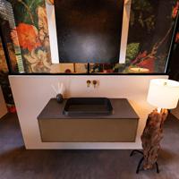 Badkamermeubelset Mondiaz Erin 100 cm met 1 Lade met RIDGE Wastafel Midden Urban Zonder Kraangaten Greeploos Mat Rust - thumbnail