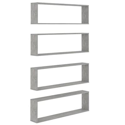 VidaXL Wandschappen kubus 4 st 100x15x30 cm bewerkt hout betongrijs