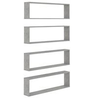 VidaXL Wandschappen kubus 4 st 100x15x30 cm bewerkt hout betongrijs - thumbnail