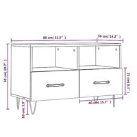 Tv-meubel 80x36x50 cm bewerkt hout betongrijs - thumbnail