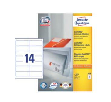 Etiket Avery Zweckform 3678 97x37mm wit 1400 etiketten | 5 stuks