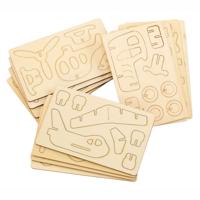 Colorations Bouwpakketje houten 3d voertuigen, set van 4 - thumbnail