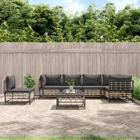 7-delige Loungeset met kussens poly rattan antracietkleurig - thumbnail