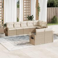 8-delige Loungeset met kussens poly rattan beige - thumbnail