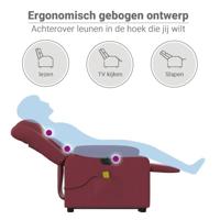Sta-op-massagestoel elektrisch verstelbaar stof wijnrood - thumbnail
