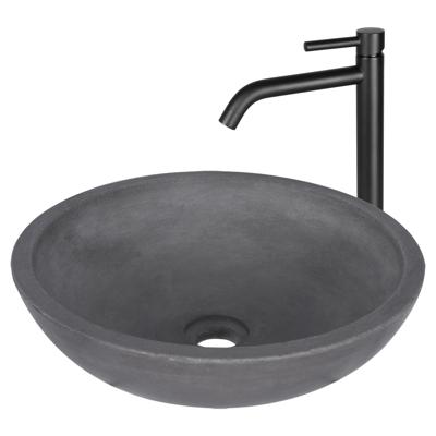 Waskomset Differnz Ravano Beton 40x12 cm Antraciet met Hoge Wastafelkraan Mat Zwart Differnz Waskomset Differnz Ravano Beton 40x12 cm Antraciet met Hoge Wastafelkraan Mat Zwart Differnz