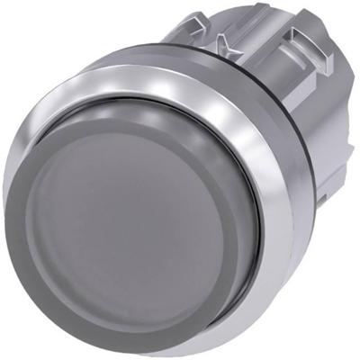 Siemens 3SU10510BB700AA0 3SU1051-0BB70-0AA0 Verlichte druktoets Metalen frontring, Hoogglans, Rond Knop Zilver, Helder 1 stuk(s)