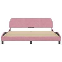 Bedframe met hoofdeinde fluweel roze 180x200 cm - thumbnail