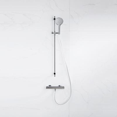 Fortifura Calvi Glijstangset - geïntegreerde wandaansluitbocht - doucheslang metaal- handdouche rond - chroom SW1111526//SW767373/SW496814