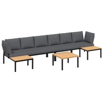 5-delige Loungeset met kussens aluminium zwart