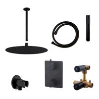 Wiesbaden Inbouw Regendouche Set 06 Caral Rechthoek Plafonduitloop Mat Zwart - thumbnail