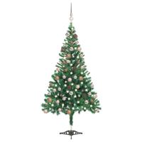 VidaXL Kunstkerstboom met verlichting en kerstballen 546 takken 180 cm - thumbnail