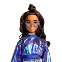 Barbie - Deluxe Style Pop - Metallic Blauwe Top en Rok - Brunette - Barbie - JFP42 - thumbnail