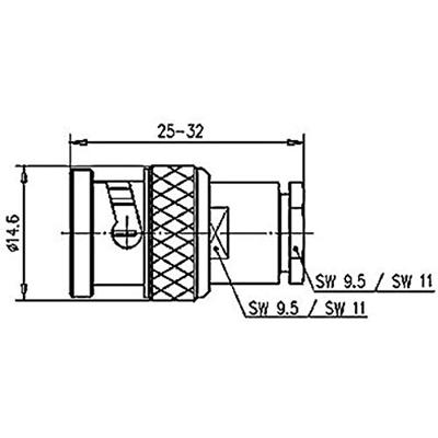 Telegärtner 100023337 100023337 BNC-connector Stekker, recht 50 Ω 1 stuk(s)