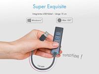 ICY BOX 4-poorts USB Hub 3.0 met USB 3.0-verbinding, geïntegreerde kabel, aluminium, zwart - thumbnail
