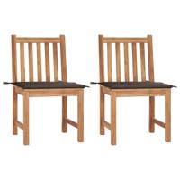 Tuinstoelen 2 st met kussens massief teakhout - thumbnail