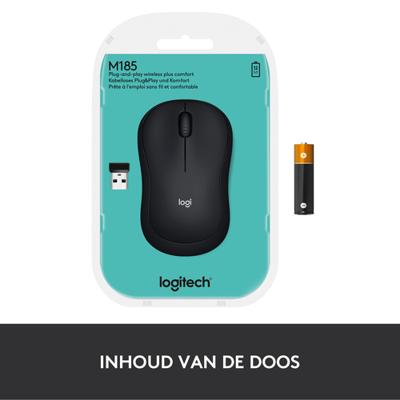 Logitech M185 Zwart/Grijs Draadloze Muis - thumbnail
