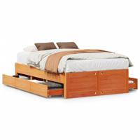 Bedframe zonder matras met lades grenenhout wasbruin 120x190 cm - thumbnail