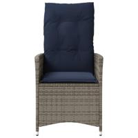 Tuinstoel verstelbaar met kussens poly rattan grijs - thumbnail