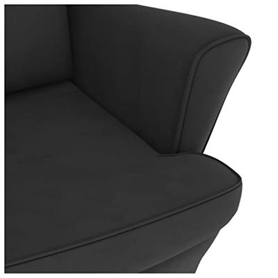 Schommelstoel met massief rubberwood poten fluweel zwart - thumbnail
