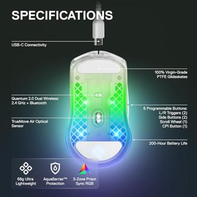 Steelseries Aerox 3 Ghost Draadloze Gaming Muis