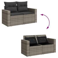 6-delige Loungeset met kussens poly rattan grijs - thumbnail