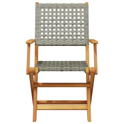 5-delige Tuinset poly rattan en massief hout grijs - thumbnail