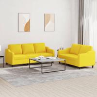 2-delige Loungeset met kussens stof lichtgeel - thumbnail