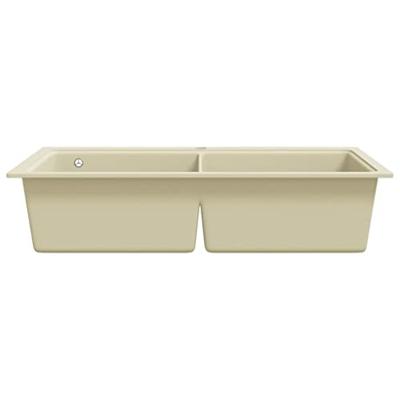 VidaXL Gootsteen dubbele bakken graniet beige