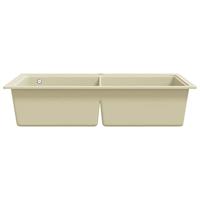 VidaXL Gootsteen dubbele bakken graniet beige - thumbnail