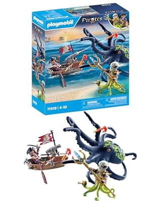 PLAYMOBIL 71419 Piraat met gigantische octopus - Piraten - Met een piraat, een kanon en een gigantisch octopusmonster - Vanaf 4 jaar