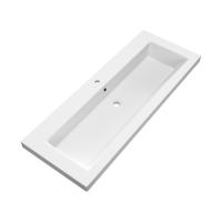 Brauer Solar Medium Wastafel - 120 cm - met 1 Spoelbak en 1 Kraangat - Mineraalmarmer Mat Wit - thumbnail