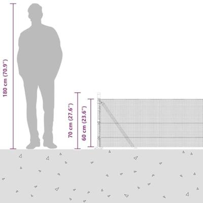 VidaXL Afrasteringspaal grijs 25 x 0,6 m (12 x 12 mm gaas)