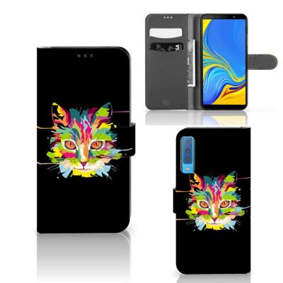 Samsung Galaxy A7 (2018) Leuk Hoesje Cat Color Samsung Galaxy A7 (2018) Leuk Hoesje Cat Color
