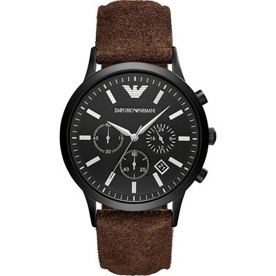 Emporio Armani Heren Renato AR11078 zwart leer Japans quartz modehorloge 43 mm AR11078 Emporio Armani Heren Renato AR11078 zwart leer Japans quartz modehorloge 43 mm AR11078