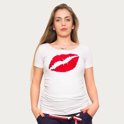 Zwangerschapsshirt Big Kiss Wit