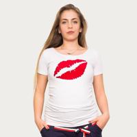 Zwangerschapsshirt Big Kiss Wit - thumbnail