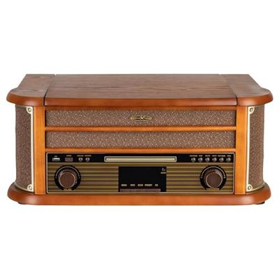 Reflexion HIF2002DAB Retro-stereoset DAB+, FM, CD, Cassette, Platenspeler, Bluetooth, USB Behuizing van echt hout, Opnamefunctie, Incl. afstandsbediening 2 x