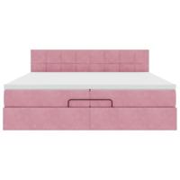 Ottoman bed met matras 200x200 cm fluweel roze - thumbnail