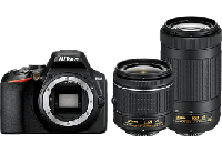 Nikon D3500 + AF-P DX 18-55mm f/3.5-5.G VR + AF-P DX 70-300mm f/4.5-6.3G Ed VR SLR camerakit 24,2 MP CMOS 6000 x 4000 Pixels Zwart - thumbnail