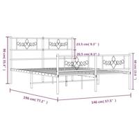Bedframe met hoofd- en voeteneinde metaal wit 140x190 cm - thumbnail