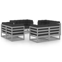 8-delige Loungeset met kussens massief grenenhout - thumbnail