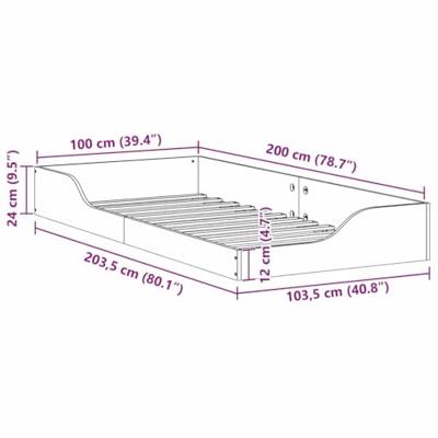 Bedframe Bruin 100 x 200 cm Massief grenenhout