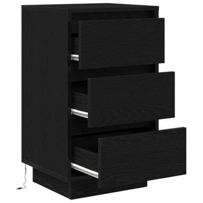 Nachtkastje met LED-verlichting 38x34x65 cm zwart