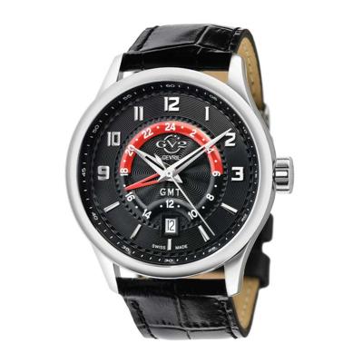 Gevril GV2 Men's Giromondo Black Dial Black Calfskin Leather Watch 42303 Gevril GV2 Men's Giromondo Black Dial Black Calfskin Leather Watch 42303