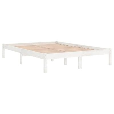 Bedframe massief grenenhout wit 200x200 cm
