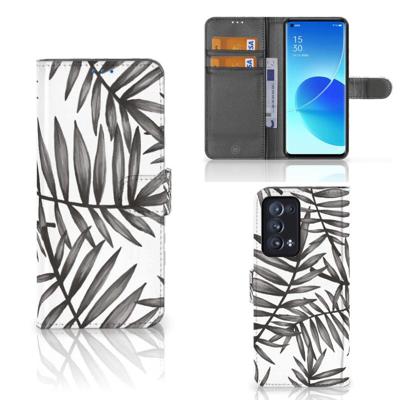 OPPO Reno 6 Pro Plus 5G Hoesje Leaves Grey OPPO Reno 6 Pro Plus 5G Hoesje Leaves Grey